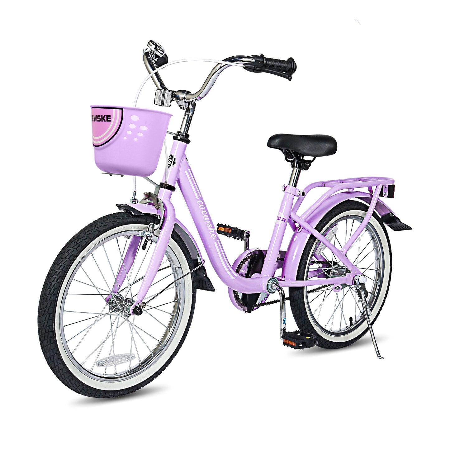 COEWSKE Kid's Bike Steel Frame Children Bicycle 18 Inch with Training Wheel, Purple