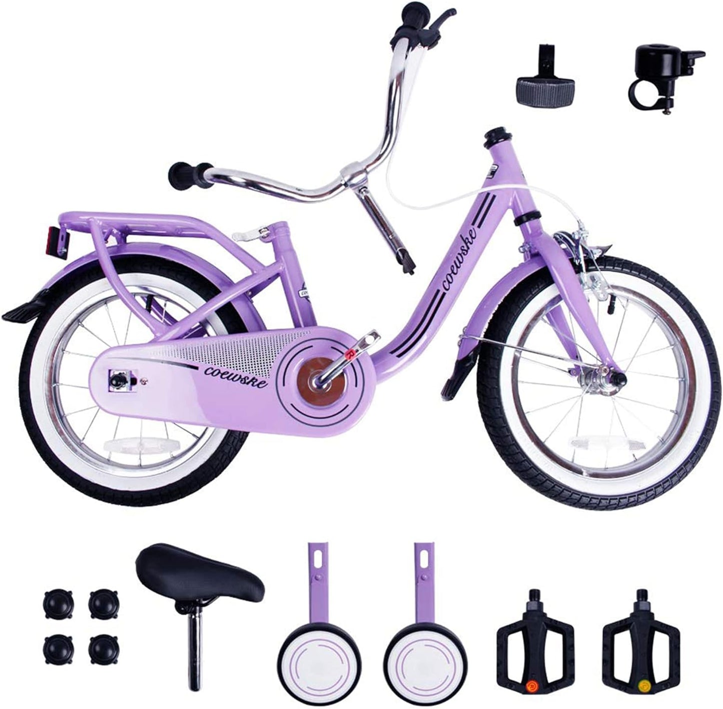 COEWSKE Kid's Bike Steel Frame Children Bicycle 14 Inch with Training Wheel, Purple