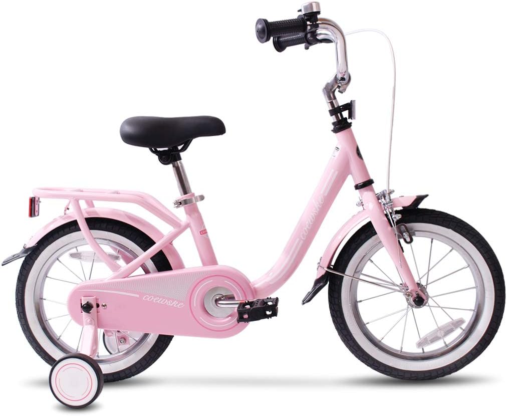 COEWSKE Kid's Bike Steel Frame Children Bicycle 14 Inch with Training Wheel, Pink