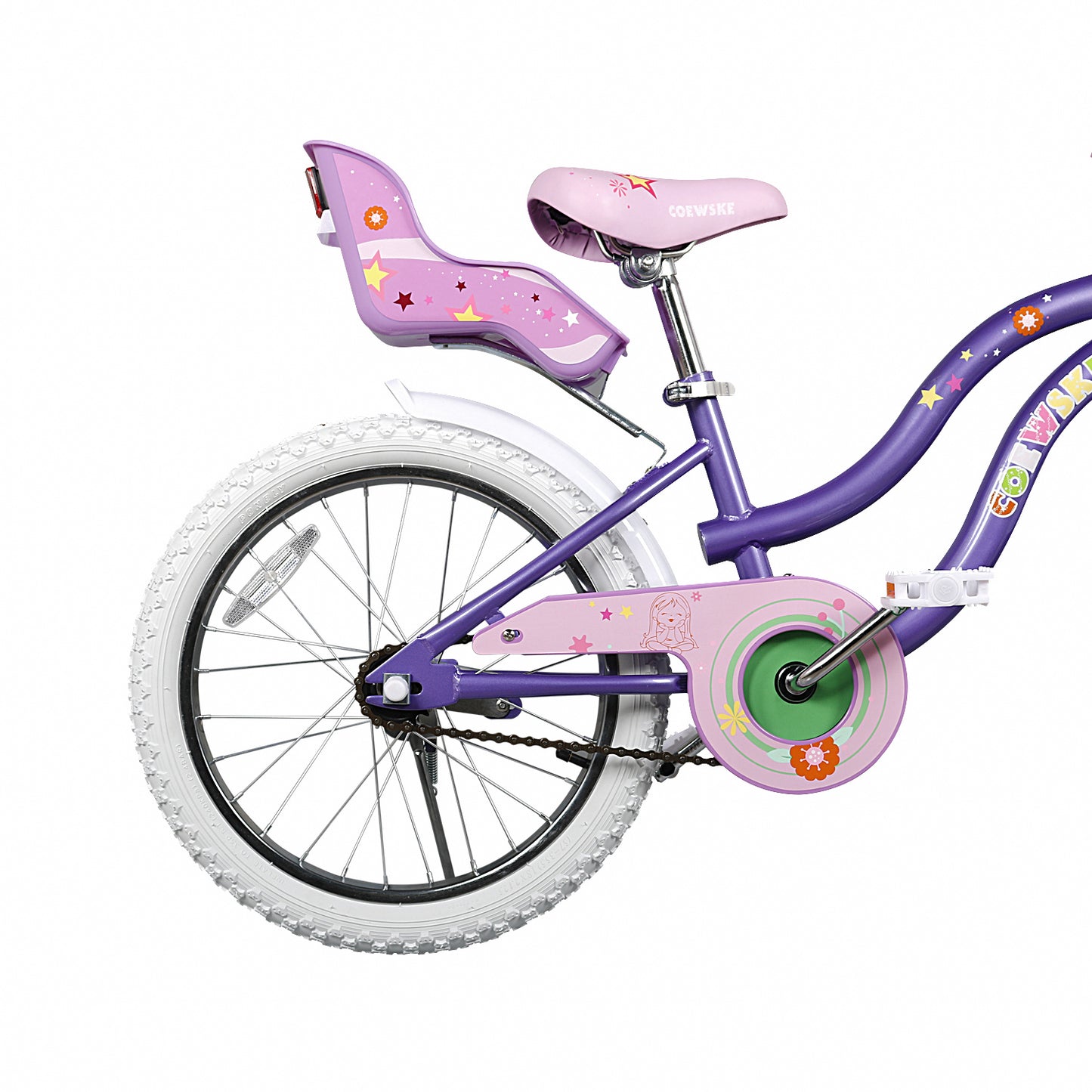 COEWSKE Kid's Bike Steel Frame Children Bicycle Little Princess Style 18 Inch with Training Wheel, Purple