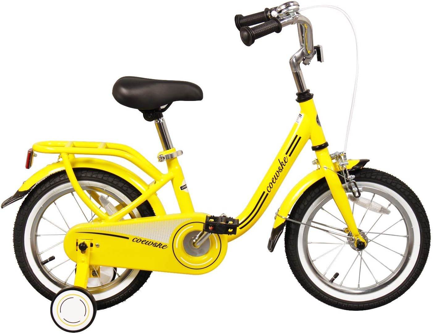 COEWSKE Kid's Bike Steel Frame Children Bicycle 14 Inch with Training Wheel, Yellow