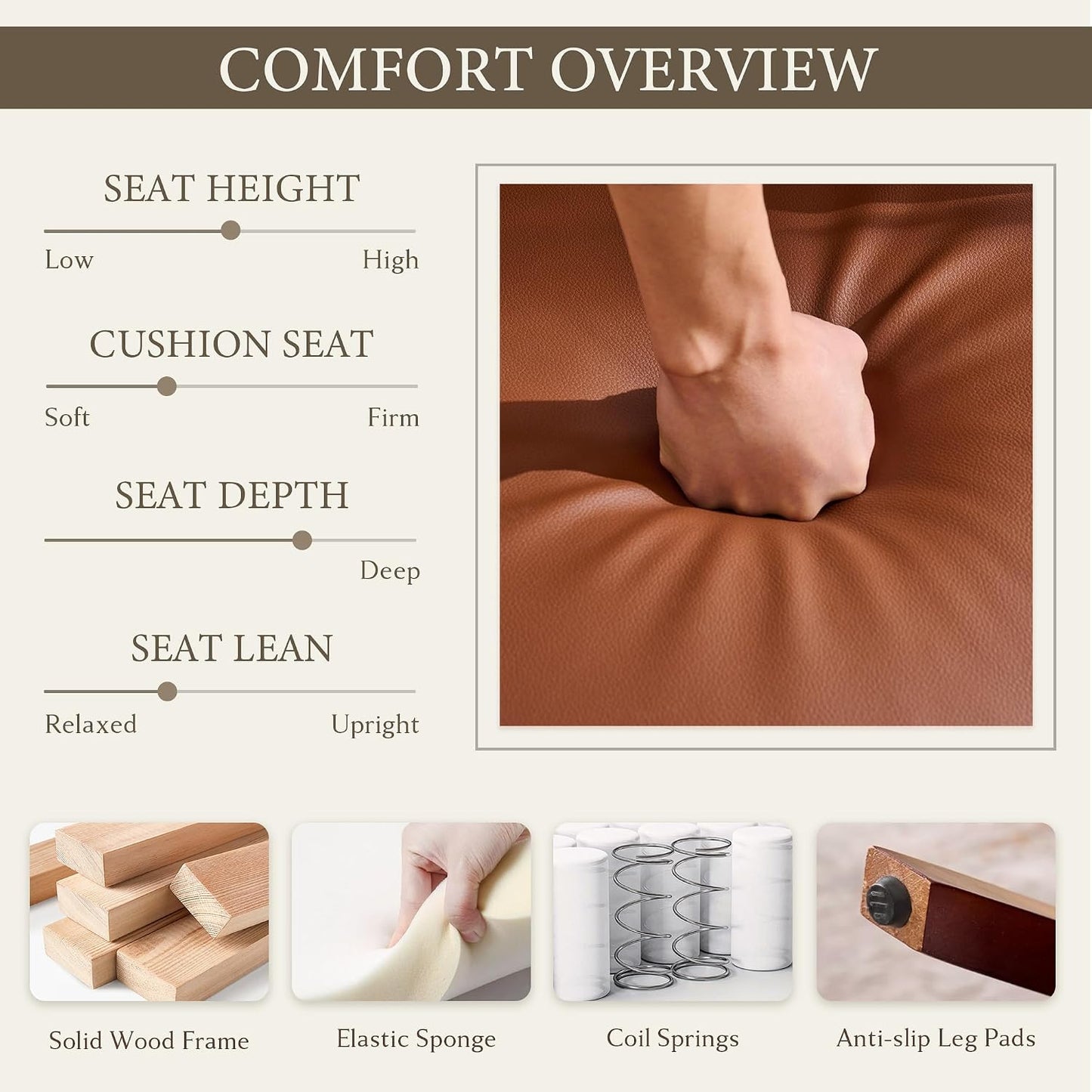 STHOUYN Faux Leather Barrel Accent Chair with Solid Wood Frame (Brown,1), Mid-Century Modern, Wraparound Back, Reading, Living Room, Office, Bedroom, Dorm
