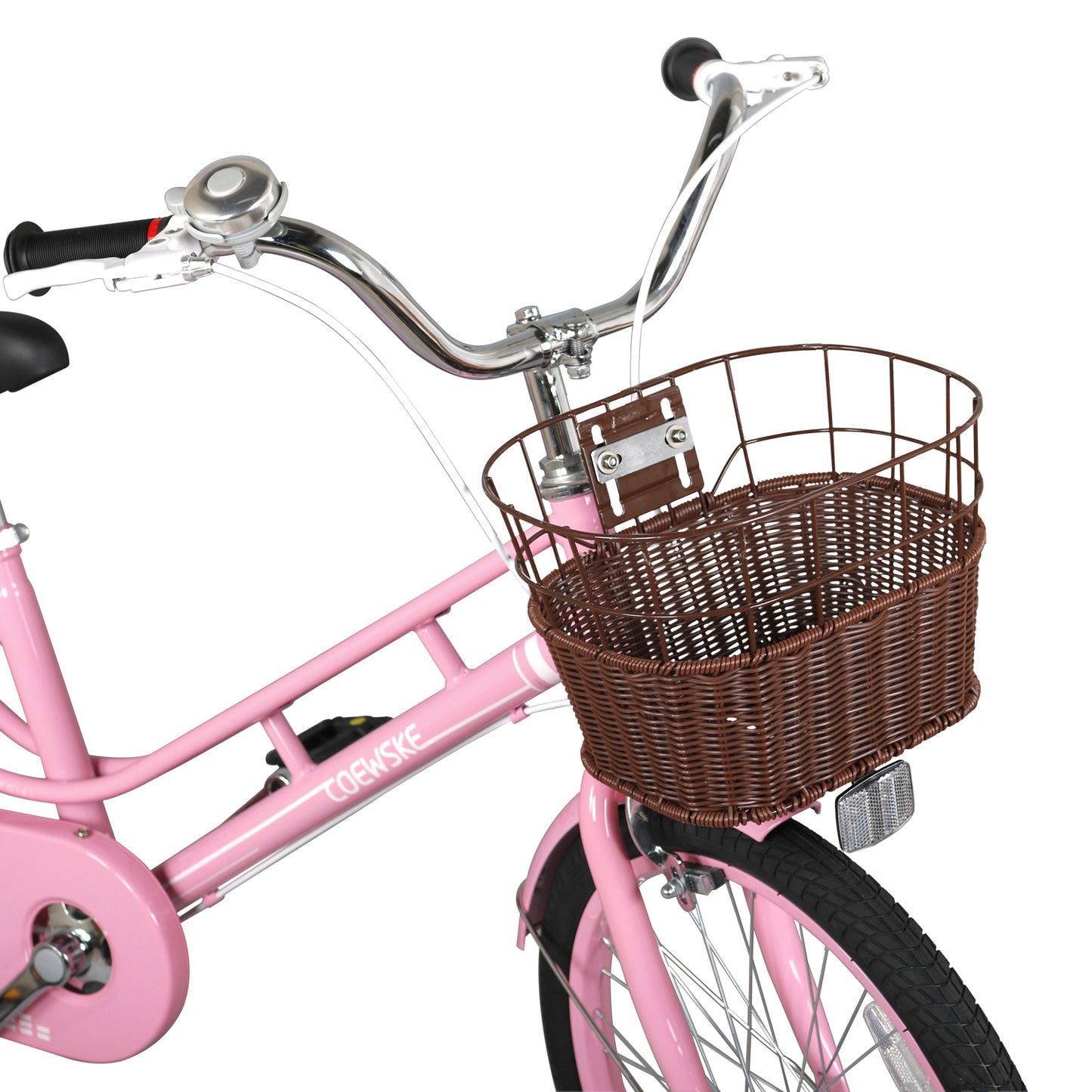 COEWSKE 20 Inch Kids Bike Fantasy-Style Children Leisure Bicycle with Basket Kickstand Included Fit for 6-9 Years Old Or 49-57 Inch Kids, Pink