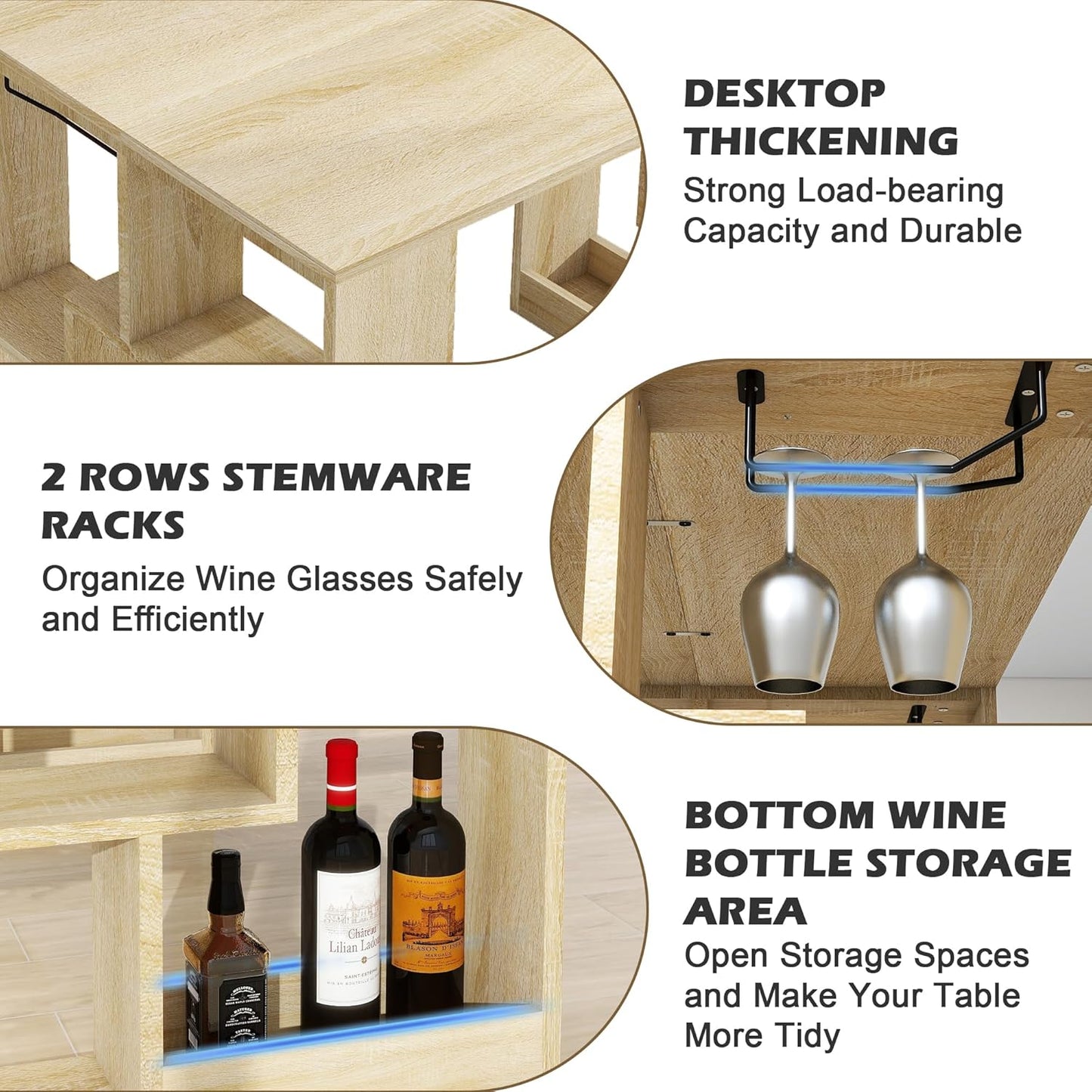 Coewske Wooden Dining Table Small Rectangle Kitchen Table w/ Storage Shelf Rustic Oak