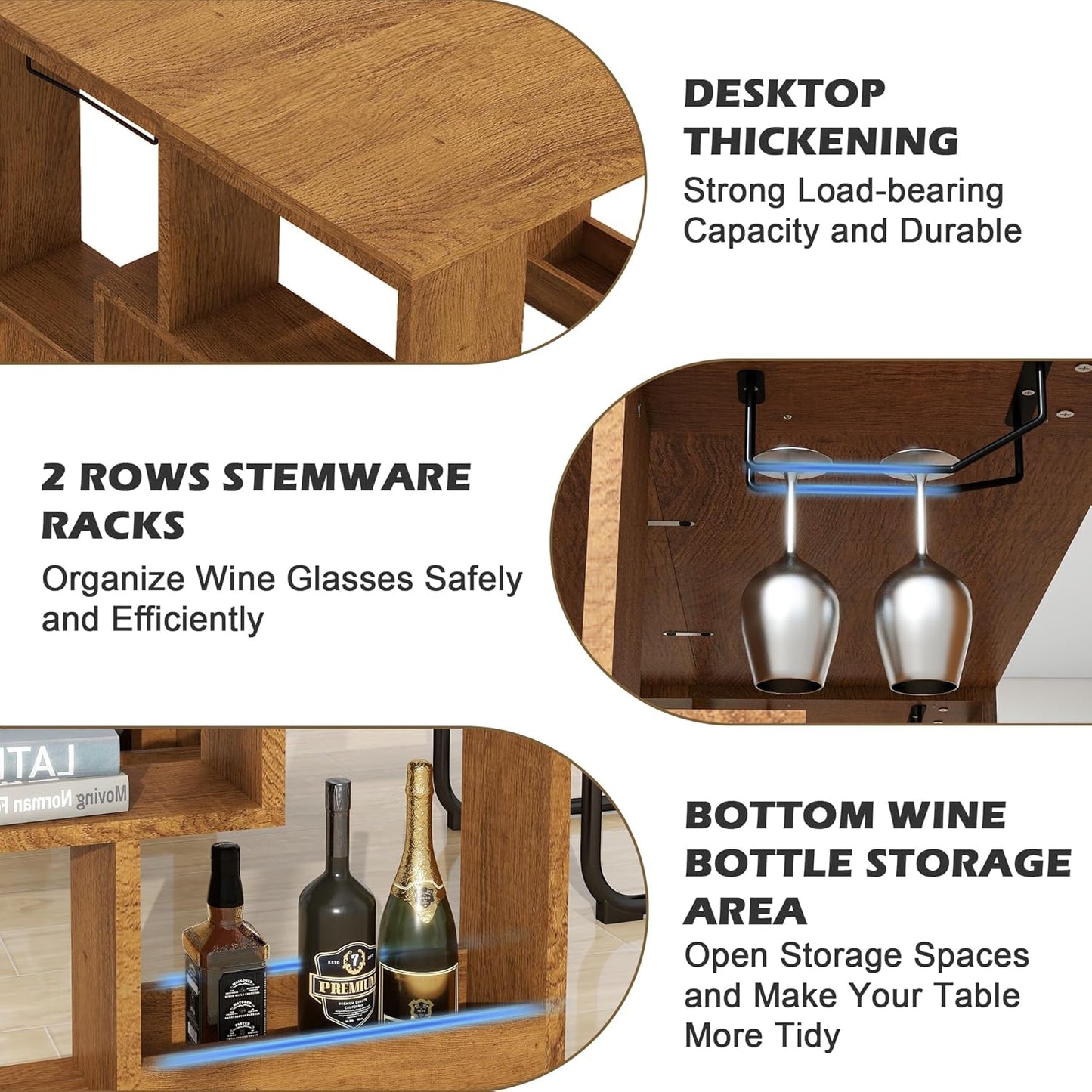 Coewske Wooden Dining Table Small Rectangle Kitchen Table w/ Storage Shelf Walnut
