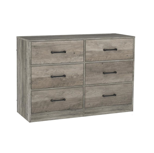 Coewske 6 Drawer Dresser 40'' Wood Dresser Chests of Drawers for Bedroom w/ Fabric Drawers Gray