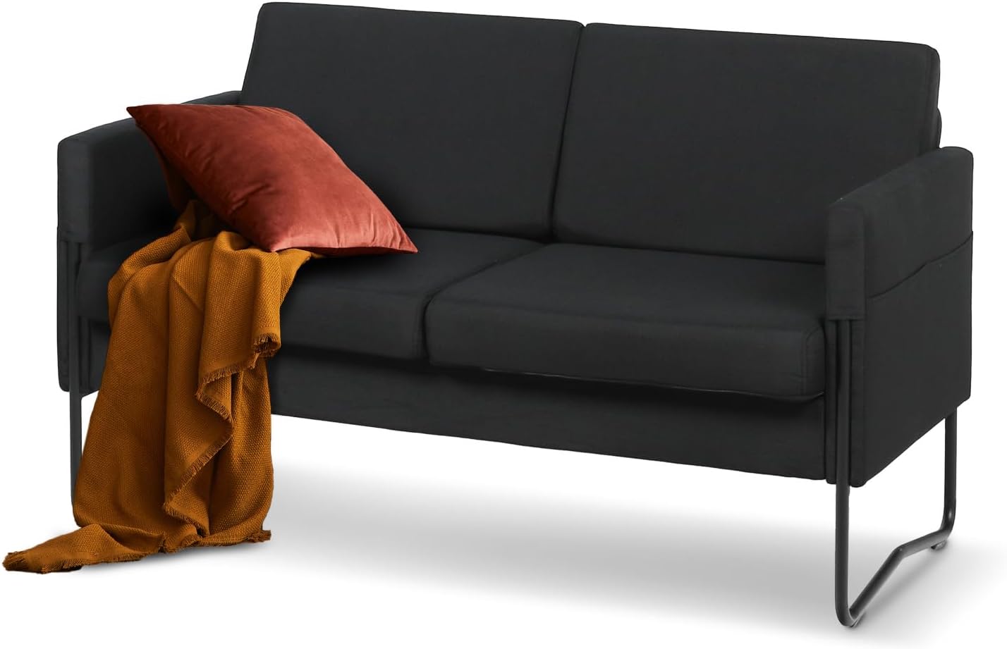 Coewske 51'' W Comfy Modern loveseat Sofa 2-Seat Small Sofa Couch w/ 2 USB Ports Black