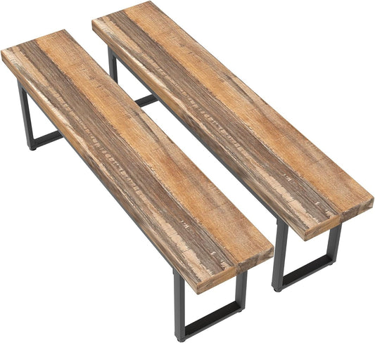 Coewske 59'' Dining Bench Set of 2 Indoor Kitchen Table Bench Bed Bench Shoe Bench Multipurpose Brown