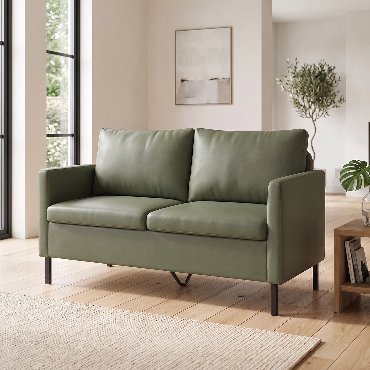 STHOUYN 52" Small Upholstered Loveseat Sofa, 2 Seater Couch for Small Spaces