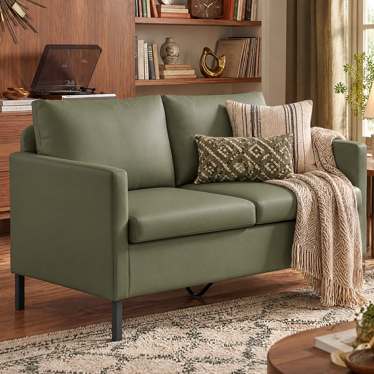 STHOUYN 52" Small Upholstered Loveseat Sofa, 2 Seater Couch for Small Spaces