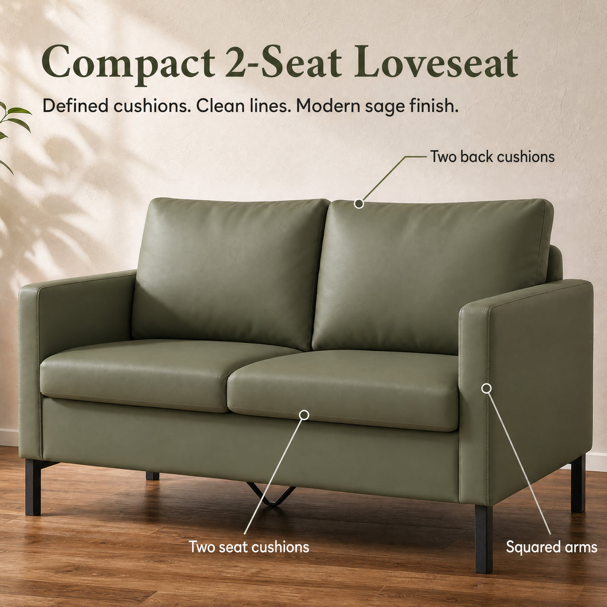 STHOUYN 52" Small Upholstered Loveseat Sofa, 2 Seater Couch for Small Spaces