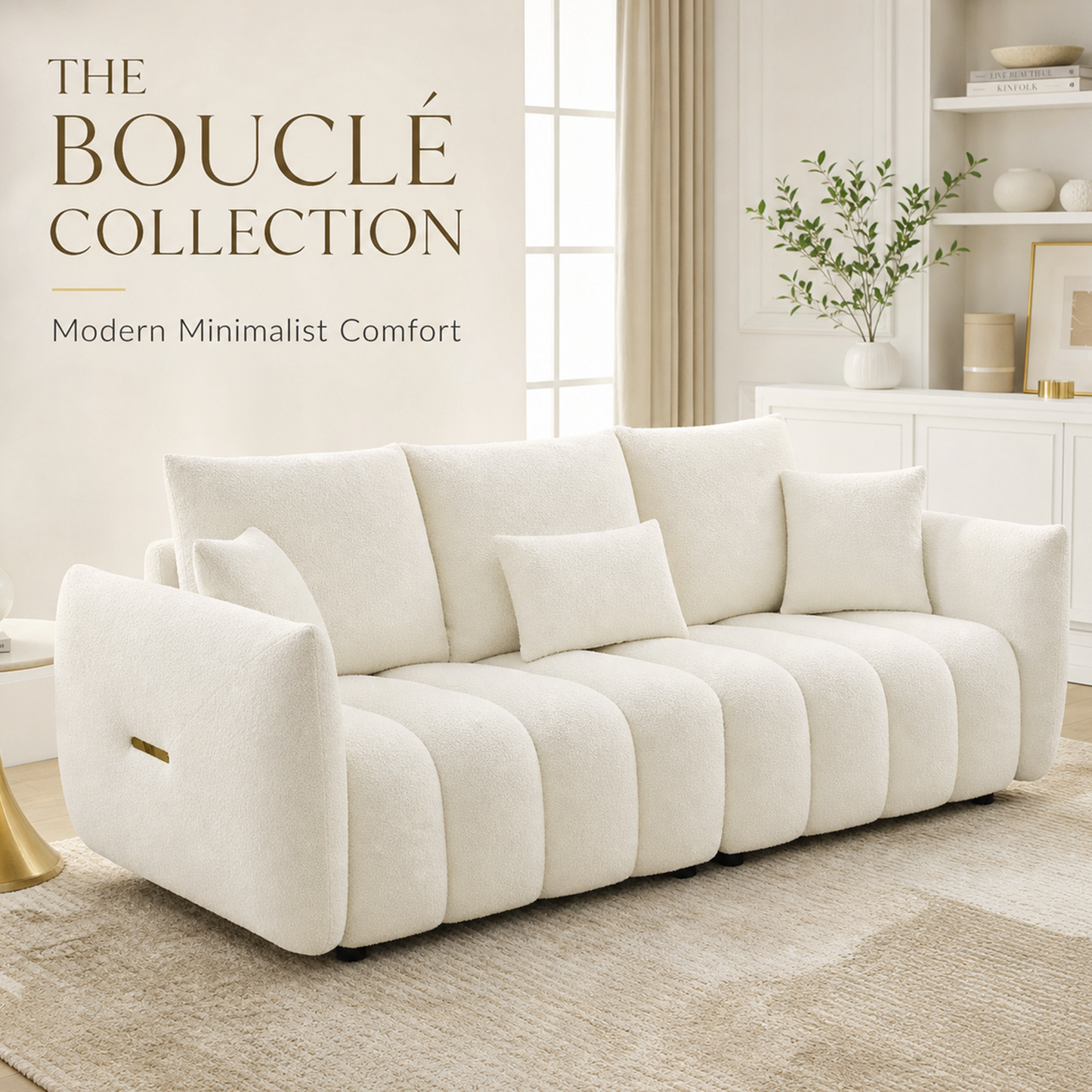 Modern Curved Sofa Couch, Teddy Fabric Cloud Sofa | Modular Design, Deep Seat, Cloud Sofa Style, Apartment & Home Use, Upholstered Couch