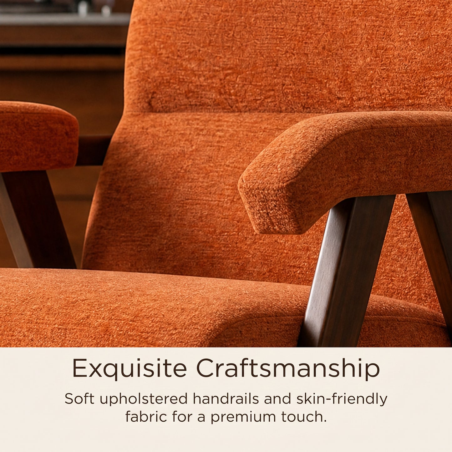 Mid Century Modern Accent Chair with Wood Armrests Set of 2 | Ergonomic Backrest, Upholstered Lounge Chair, Living Room & Bedroom, Office & Waiting Room, Comfy Reading Chair