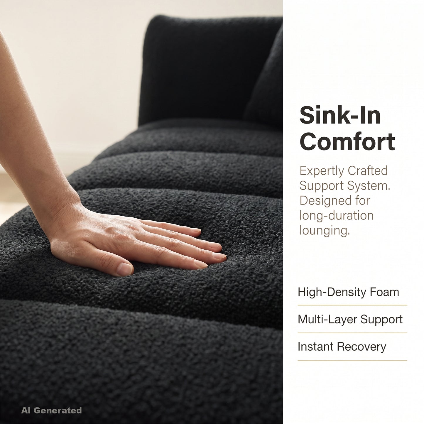 Modern Curved Sofa Couch, Teddy Fabric Cloud Sofa | Modular Design, Deep Seat, Cloud Sofa Style, Apartment & Home Use, Upholstered Couch