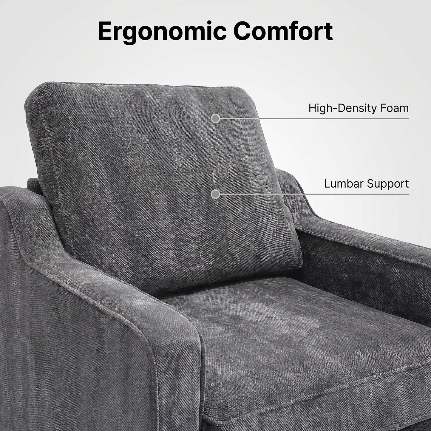 STHOUYN Dark Grey Accent Chairs, Comfy Arm Chairs for Living Room, Office | STHOUYN Club Chair, Reading Chairs for Bedroom, Waiting Area Seating, Small Space Office Chairs, Supportive Wide Seat