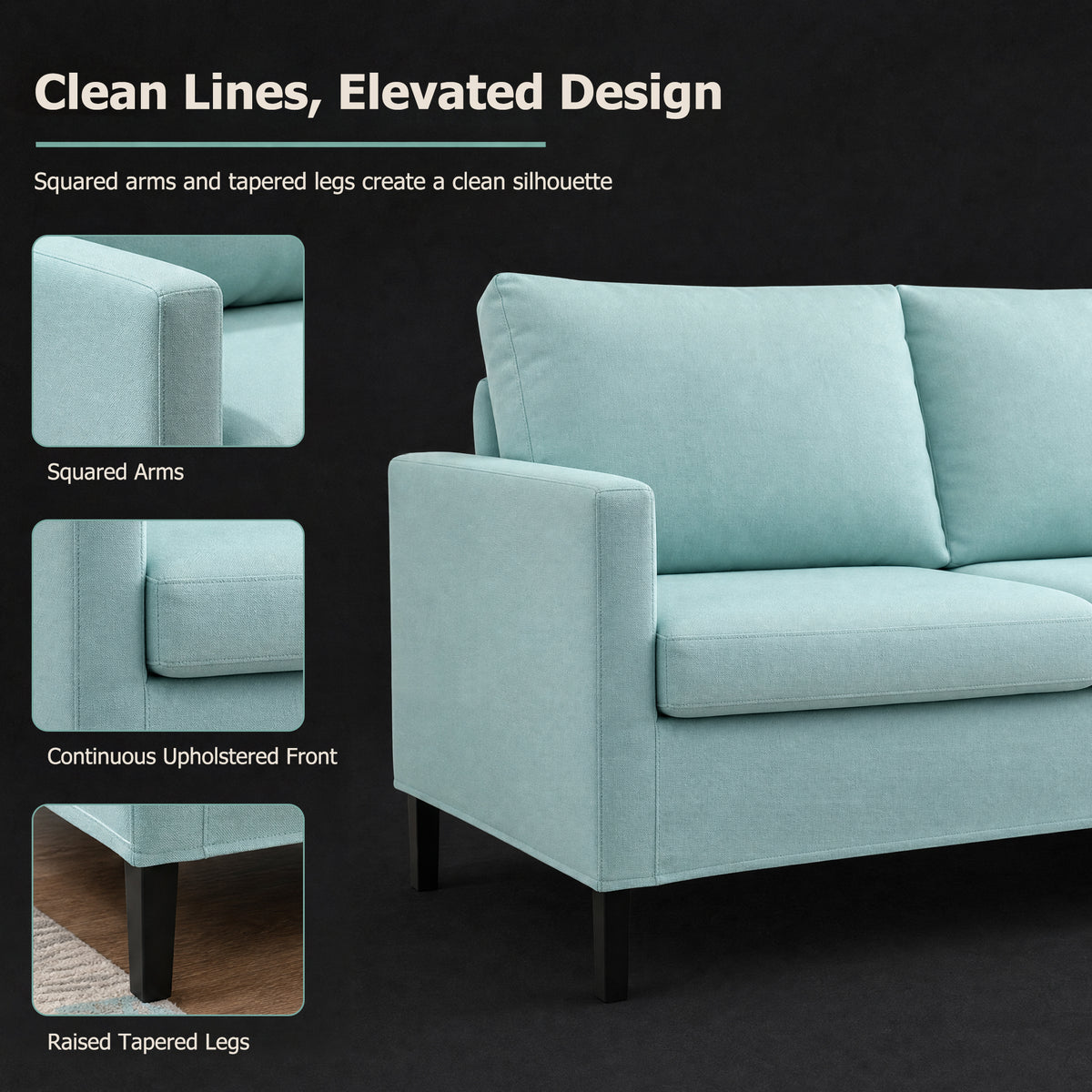 STHOUY 52" Small Upholstered Loveseat Sofa, 2 Seater Couch for Small Spaces