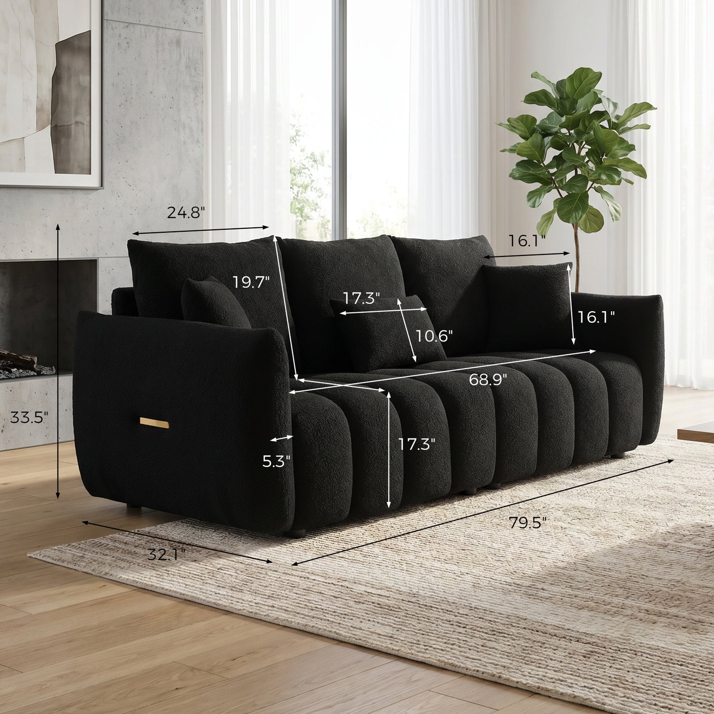Modern Curved Sofa Couch, Teddy Fabric Cloud Sofa | Modular Design, Deep Seat, Cloud Sofa Style, Apartment & Home Use, Upholstered Couch