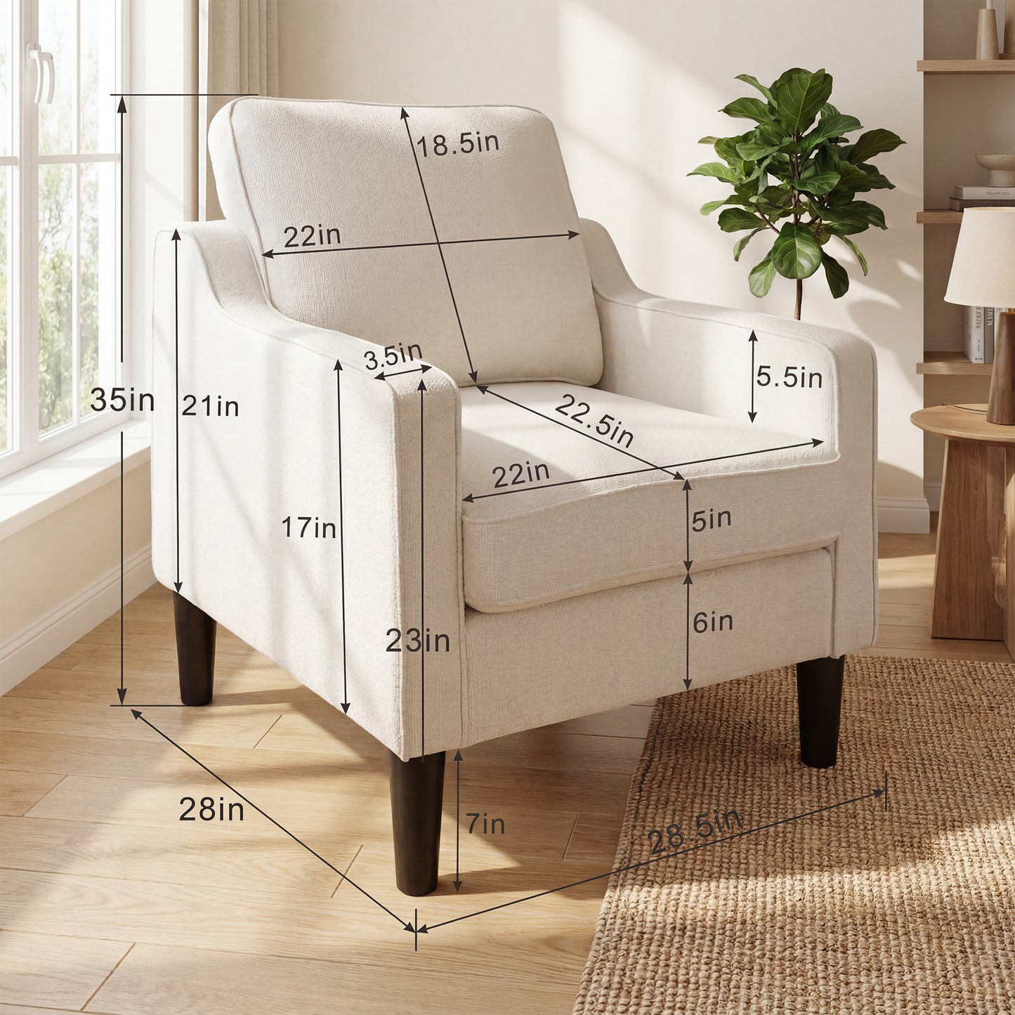 STHOUYN White Accent Chairs, Comfy Arm Chairs for Living Room, Bedroom | STHOUYN Club Chair, Reading Chairs for Bedroom, Waiting Area Seating, Small Space Office Chairs, Supportive Wide Seat