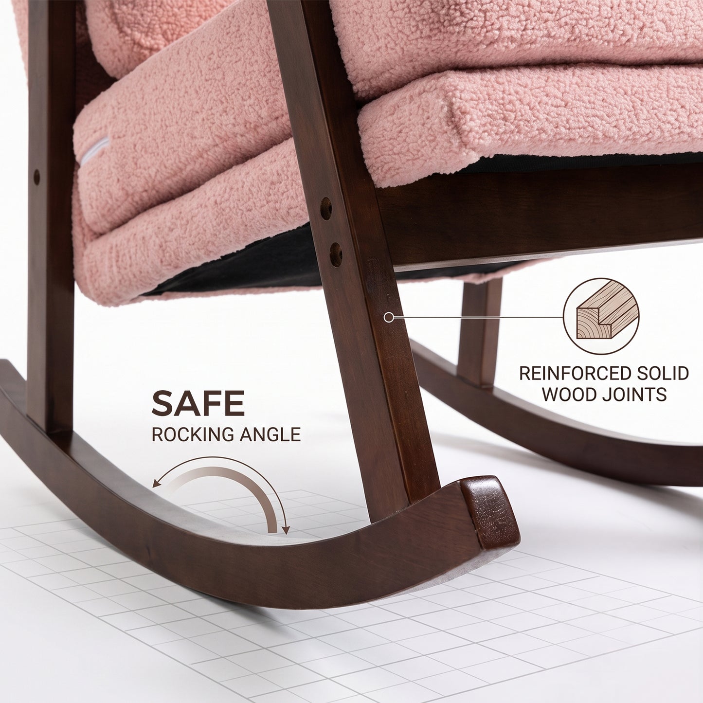 STHOUYN Modern Upholstered Rocking Chair Set of 2 with Solid Wood Frame