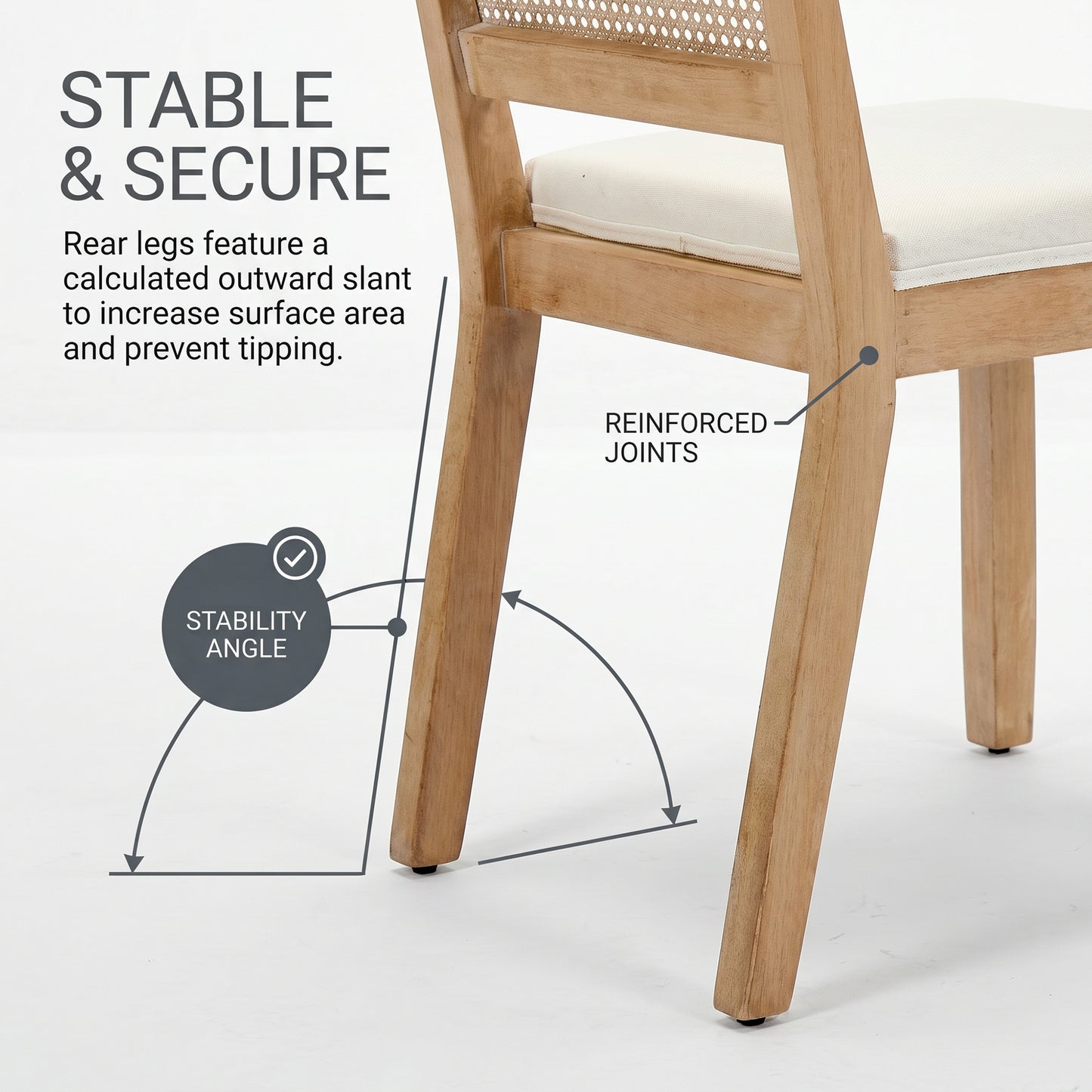 STHOUYN Rattan Dining Chairs with Solid Wood, Upholstered Seat Kitchen Chairs for Dining Room, Mid Century Modern Farmhouse Style, Comfortable Padded with Natural Finish