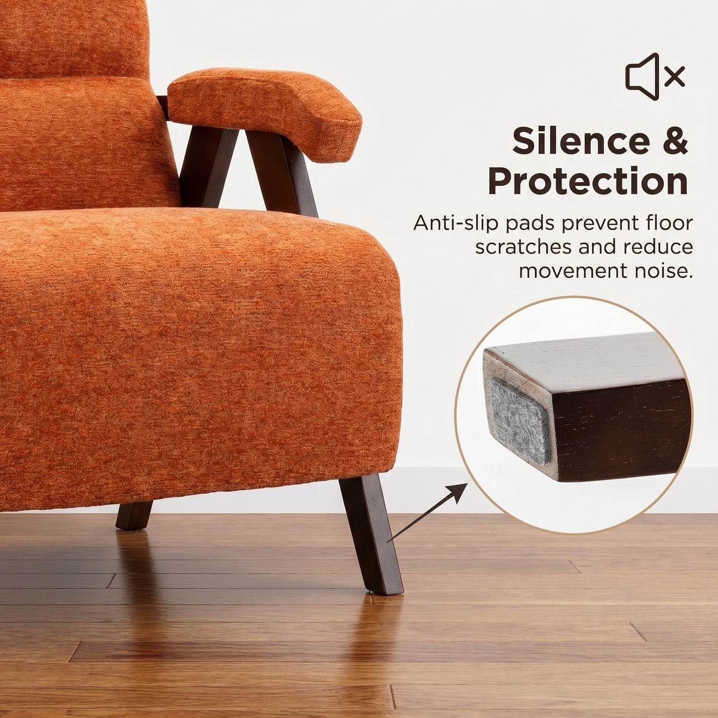 Mid Century Modern Accent Chair with Wood Armrests Set of 2 | Ergonomic Backrest, Upholstered Lounge Chair, Living Room & Bedroom, Office & Waiting Room, Comfy Reading Chair