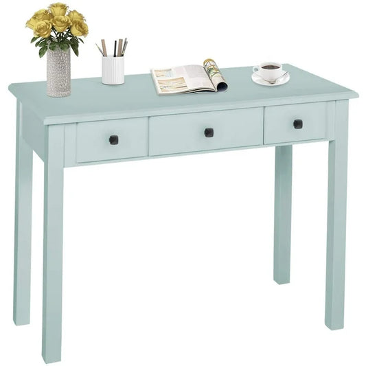Coewske Home Office Writing Desk with Drawers Wood Dressing Table, Light Green
