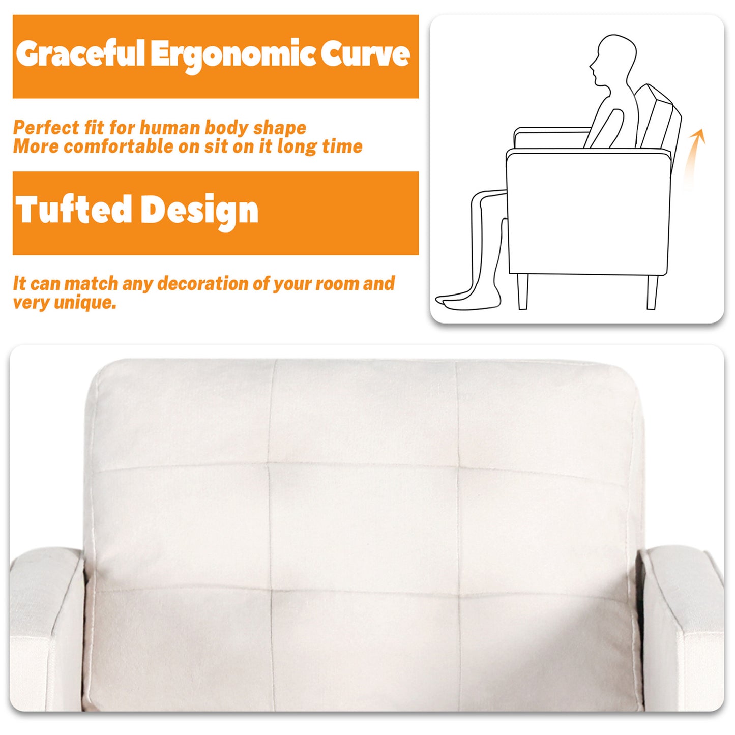 STHOUYN Accent Chair for Living Room w/ Solid Wood Legs, Mid Century Modern Reading Chair for Bedroom, Upholstered Comfy Armchair, Single Sofa Side Chair for Waiting Room, White