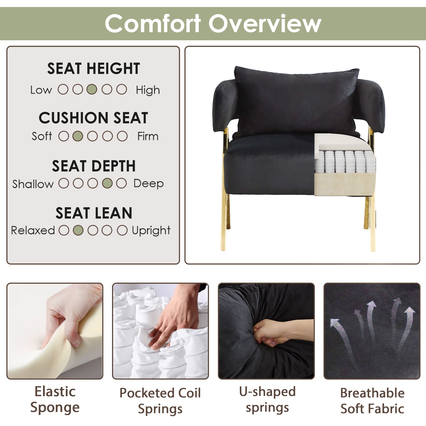 STHOUYN Modern Black and Gold Accent Chairs Set of 2, Velvet Barrel Accent Chair for Living Room Bedroom, Comfy Reading Armchairs (2, Black)