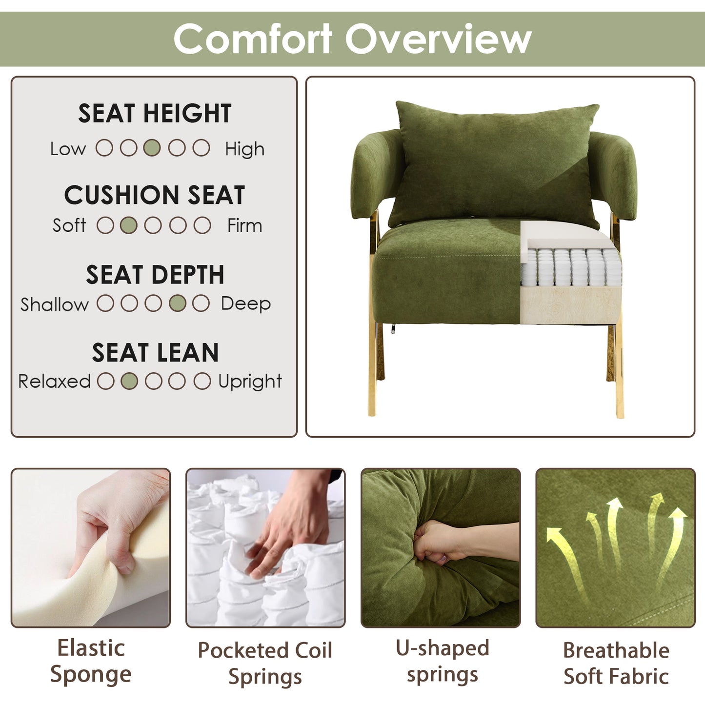 STHOUYN Modern Green Accent Chair Set of 2, Velvet Barrel Accent Chairs for Living Room Bedroom, Comfy Reading Armchairs (2, Green)