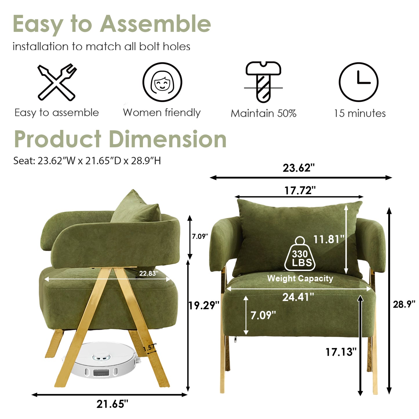 STHOUYN Modern Green Accent Chair Set of 2, Velvet Barrel Accent Chairs for Living Room Bedroom, Comfy Reading Armchairs (2, Green)