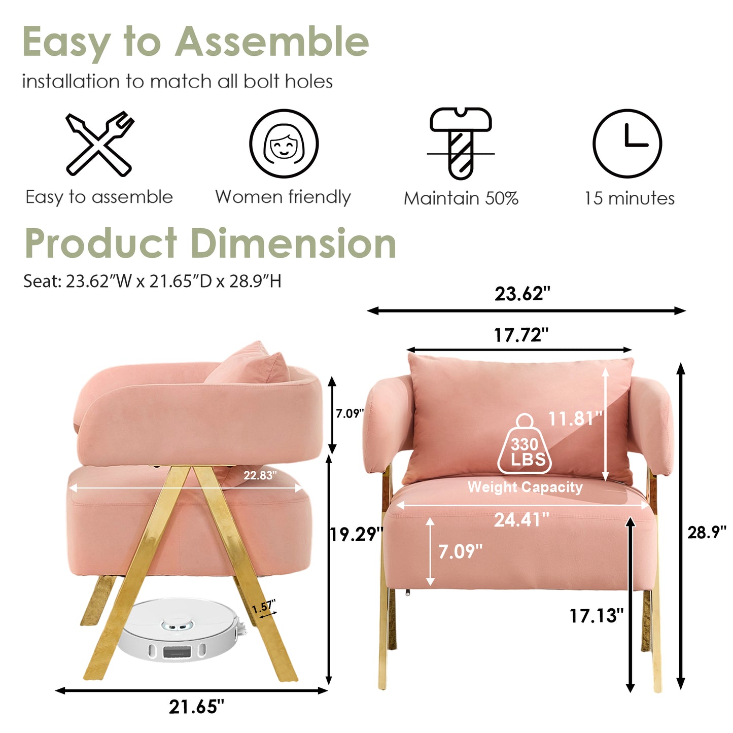 STHOUYN Modern Pink Accent Chairs Set of 2, Velvet Barrel Accent Chair for Living Room Bedroom, Comfy Reading Armchairs (2, Pink)