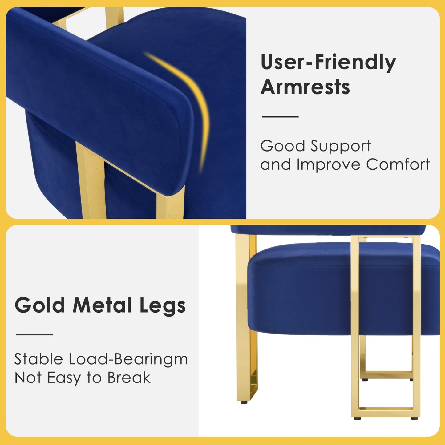 STHOUYN Modern Blue Velvet Dining Chairs Set of 4 with Gold Metal Legs, Mid Century Barrel Kitchen Chairs Set, Upholstered Accent Armchairs Dining Room Table Set, Living Room, Apartment (Blue, 4pcs)