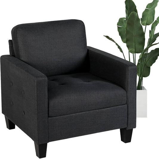 Coewske Mid Century Modern Accent Chair Living Room Sofa Reading Arm Chairs, Dark Gray