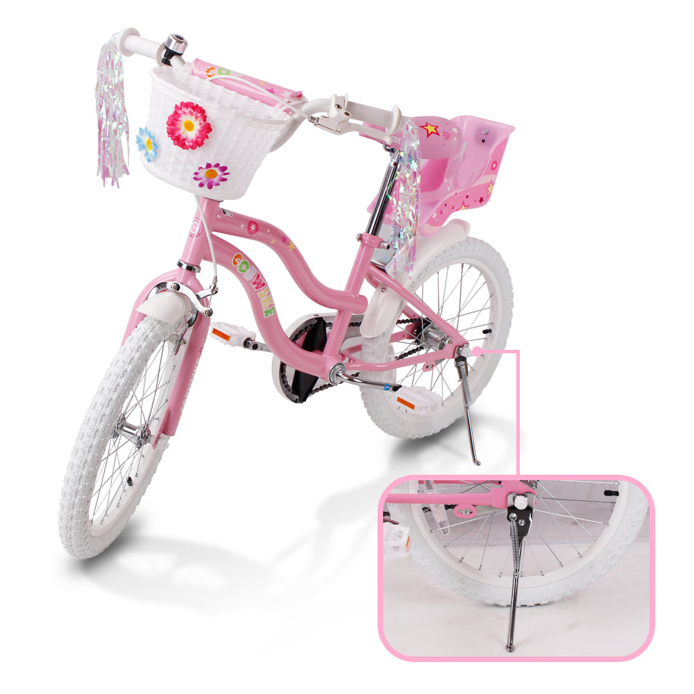 COEWSKE Kid's Bike Steel Frame Children Bicycle Little Princess Style 20 Inch with Kickstand, Pink