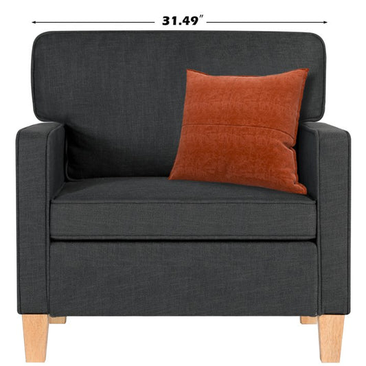 Coewske Comfy Accent Chair with Arms, Oversized Armchair Reading Chairs Single Sofa for Bedroom Living Room, Dark Grey