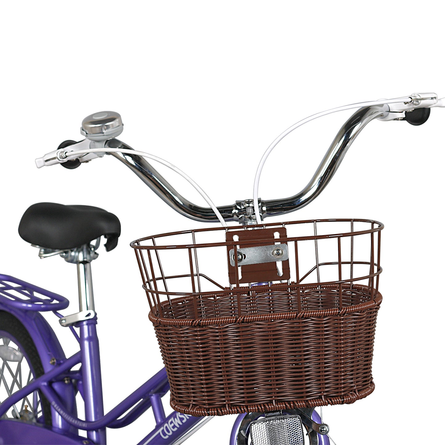 COEWSKE 20 Inch Kids Bike Fantasy-Style Children Leisure Bicycle with Basket Kickstand Included Fit for 6-9 Years Old Or 49-57 Inch Kids, Purple