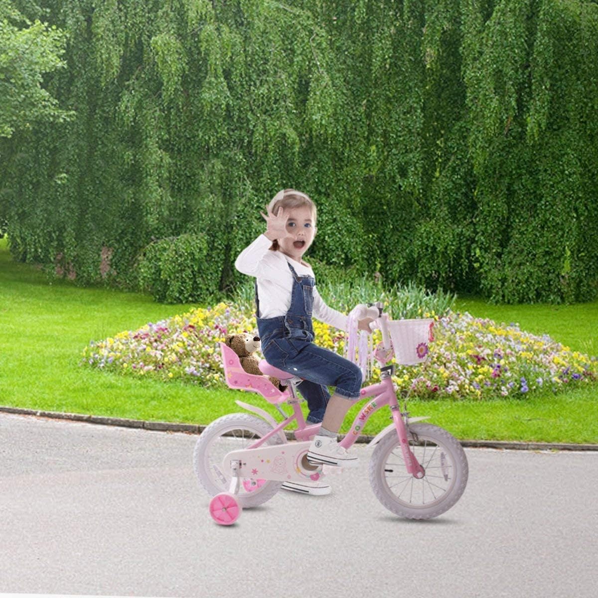 COEWSKE Kid's Bike Steel Frame Children Bicycle Little Princess Style 16 Inch with Training Wheel, Pink