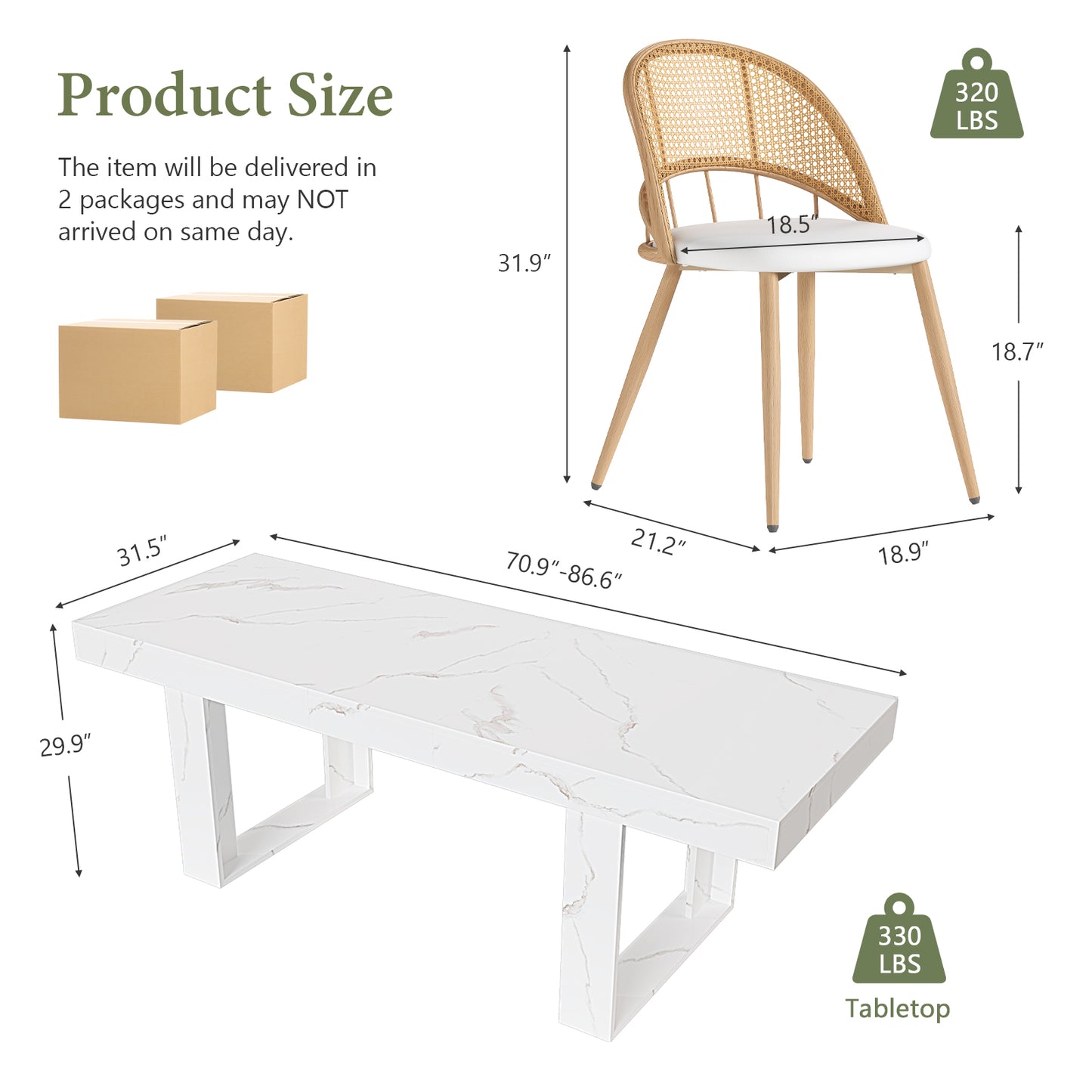 STHOUYN 71"-87" White Marble Extendable Dining Room Table Set with 6 Upholstered Chairs, Rectangular Expandable Retractable Kitchen Table and Chairs Set of 6 (71"-87" White Table + 6 White Chairs)