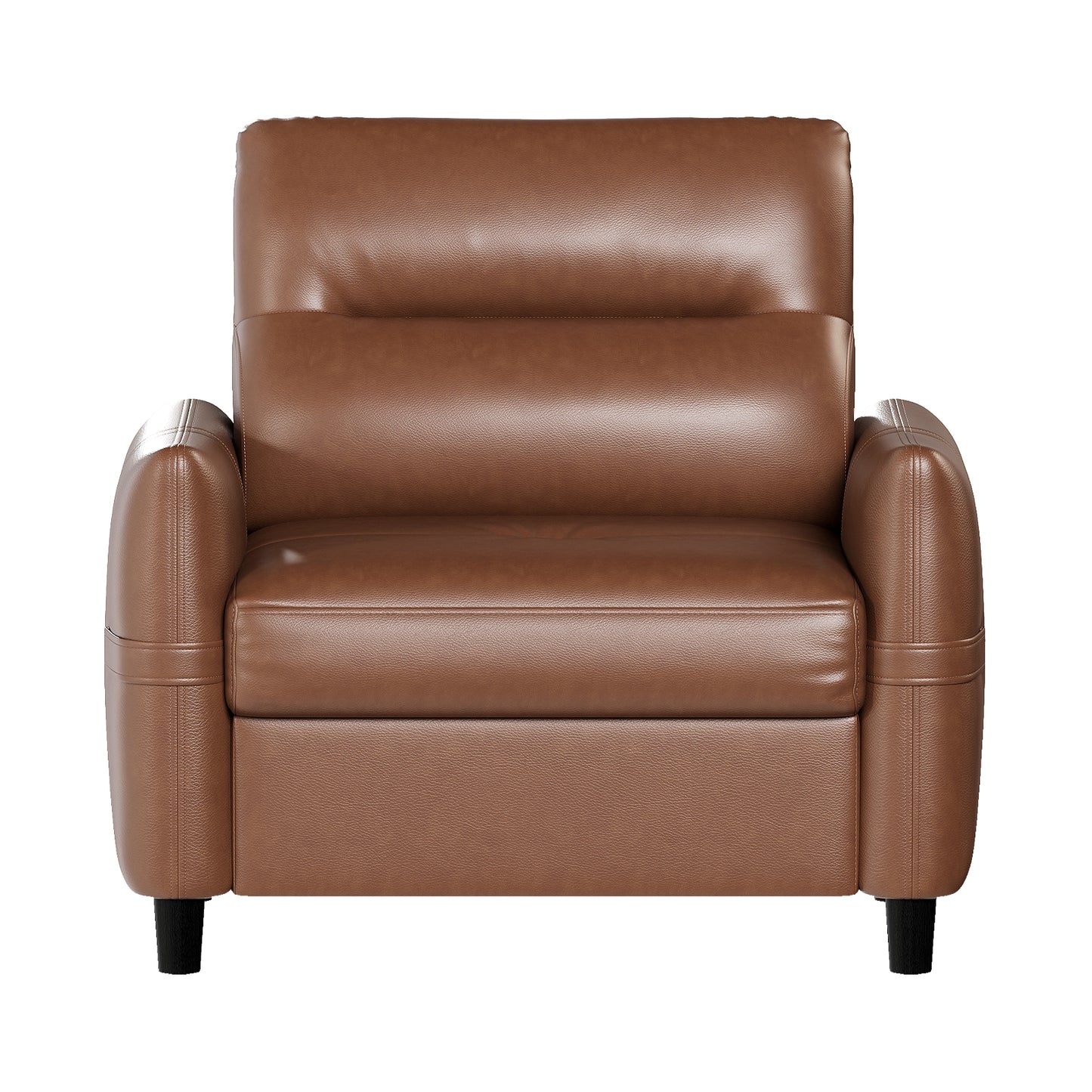 STHOUYN Oversized Leather Accent Chairs for Living Room, Comfy Upholstered Deep Seat Armchair for Adults, Mid Century Modern Arm Chair for Office, Bedroom, Apartment, Reading & Waiting Room (1, Brown)
