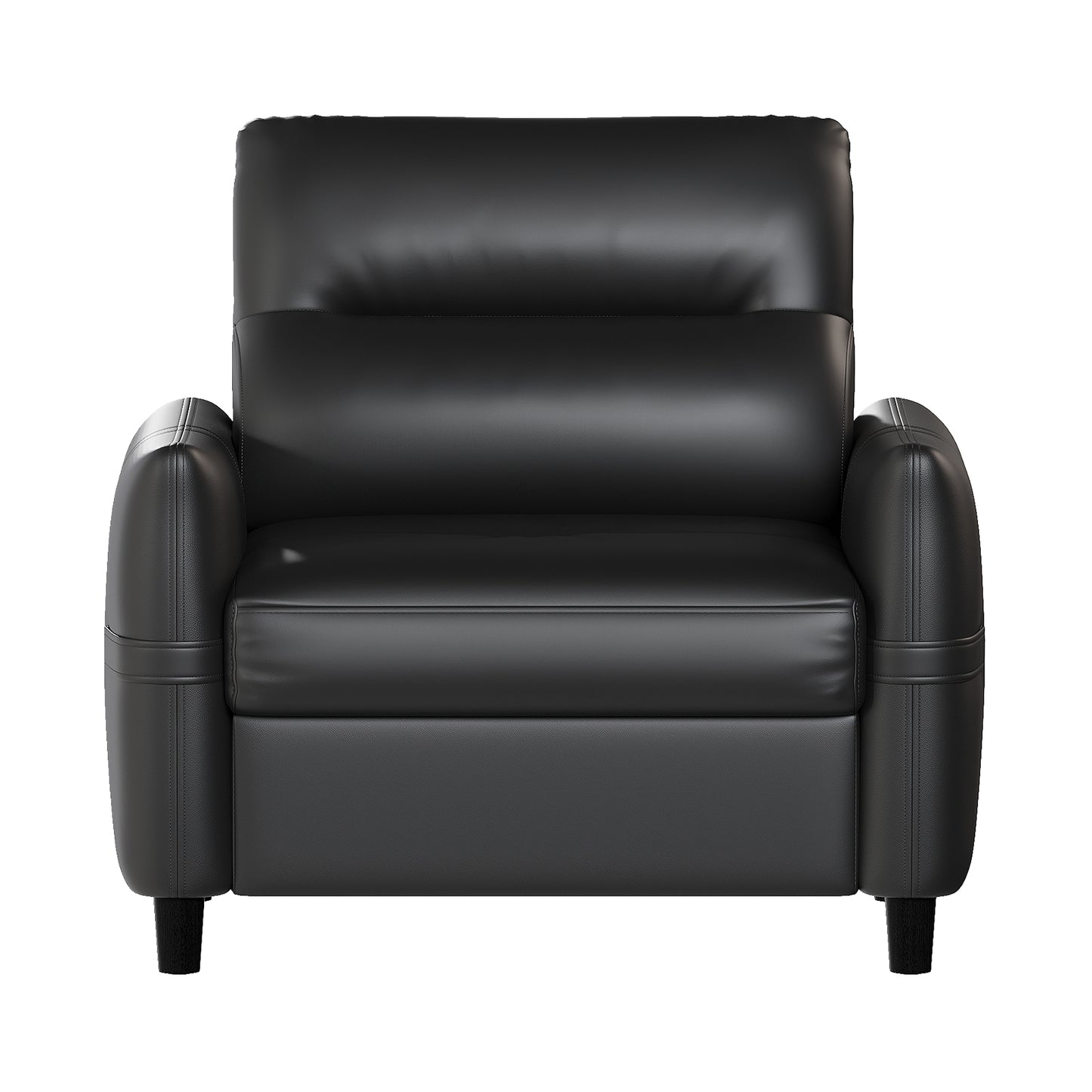 STHOUYN Oversized Leather Accent Chairs for Living Room, Comfy Upholstered Deep Seat Armchair for Adults, Mid Century Modern Arm Chair for Office, Bedroom, Apartment, Reading & Waiting Room (1, Black)