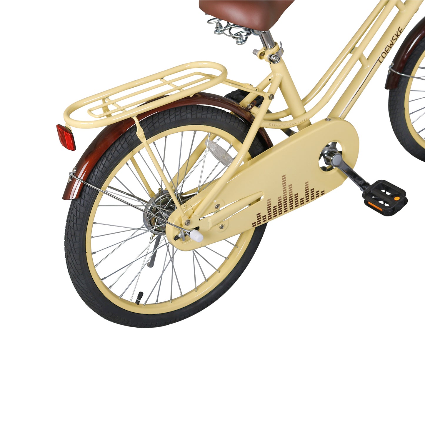 COEWSKE 20 Inch Kids Bike Fantasy-Style Children Leisure Bicycle with Basket Kickstand Included Fit for 6-9 Years Old Or 49-57 Inch Kids, Yellow