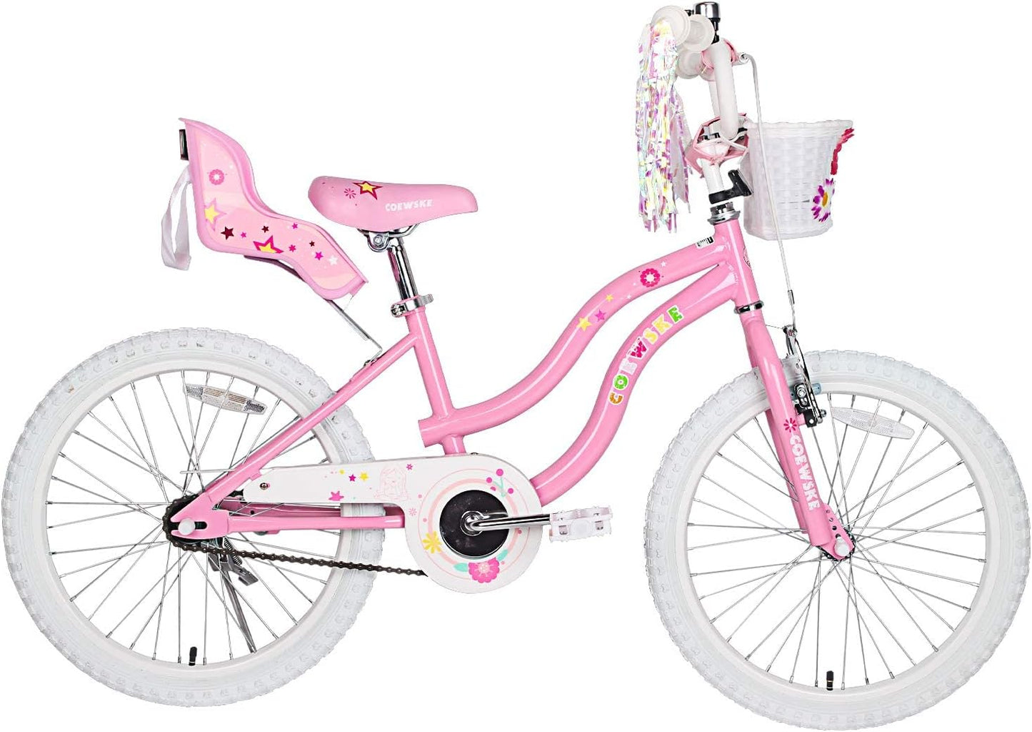 COEWSKE Kid's Bike Steel Frame Children Bicycle Little Princess Style 20 Inch with Kickstand, Pink