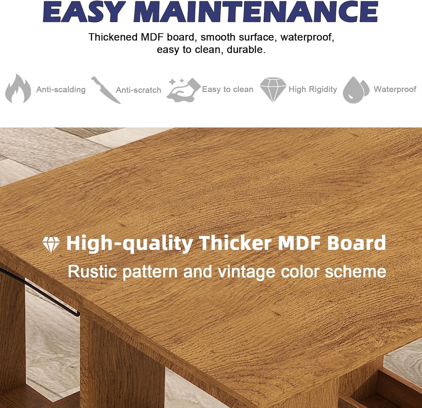 Coewske Wooden Dining Table Small Rectangle Kitchen Table w/ Storage Shelf Walnut