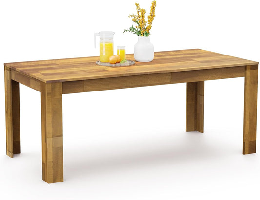 Coewske 71'' Large Dining Table Wooden Kitchen Dining Room Table Waterproof Brown