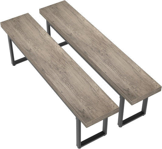 Coewske 59'' Dining Bench Set of 2 Indoor Kitchen Table Bench Bed Bench Shoe Bench Multipurpose Gray