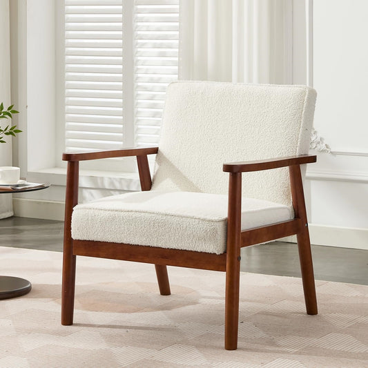 Coewske Modern Upholstered Accent Chair Mid Century Single Sofa Armchair w/ Wood Frame