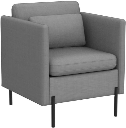 Coewske Upholstered Accent Arm Chair Modern Single Sofa w/ Pillow & Metal Legs Living Room Bedroom Office Dark Grey