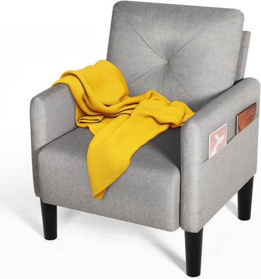 Coewske Single Sofa Chair Comfy Accent Chair Armchair Home Office w/ Side Storage Pockets