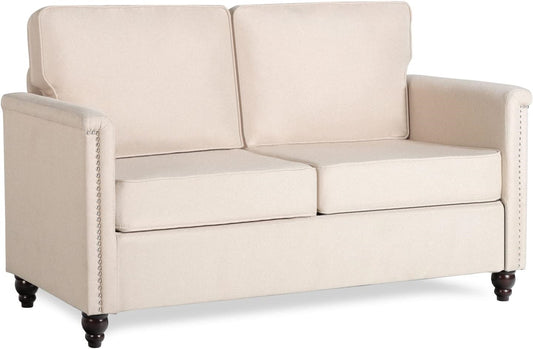 Coewske 55'' W Chesterfield Upholstered Sofa Loveseat Couch for Living Room Bedroom Apartment Beige