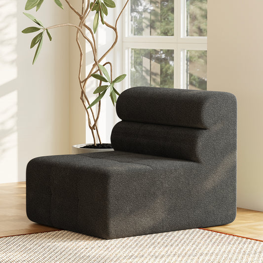 STHOUYN Modular Cloud Sofa Sectional Couch with Ottoman & Higher Backrest, Modern Boneless Couches for Living Room Set Corner Sofa (Black, 36 Inches)